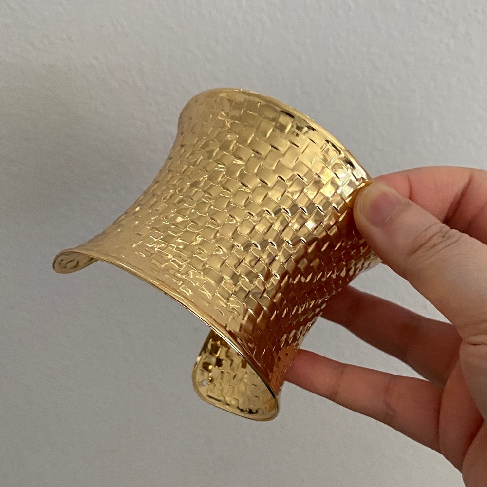 Gold Textured Cuff Bracelet